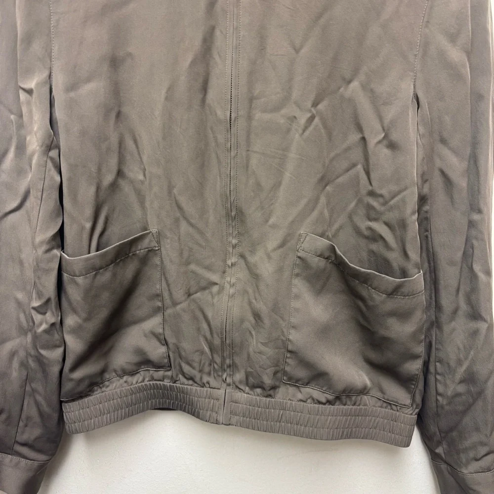 THEORY Baharah Silk Bomber Jacket green black